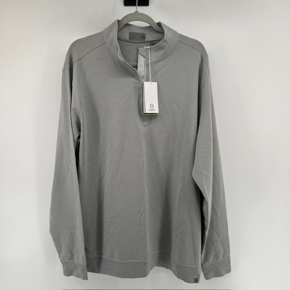 NEW Tasc Performance Cloud Quarter Zip Pullover Mens XL Gray Alloy Golf Organic
